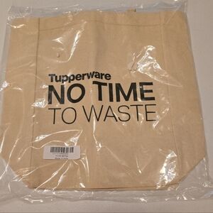Tupperware NO TIME TO WASTE Canvas Tote Shopping Reusable Bag - New